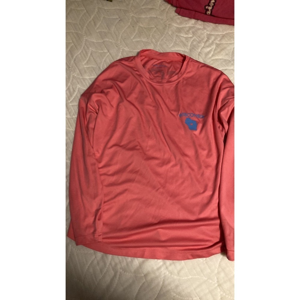 State of Mine Wisconsin Long Sleeve Performance Shirt Coral Pink Women Small